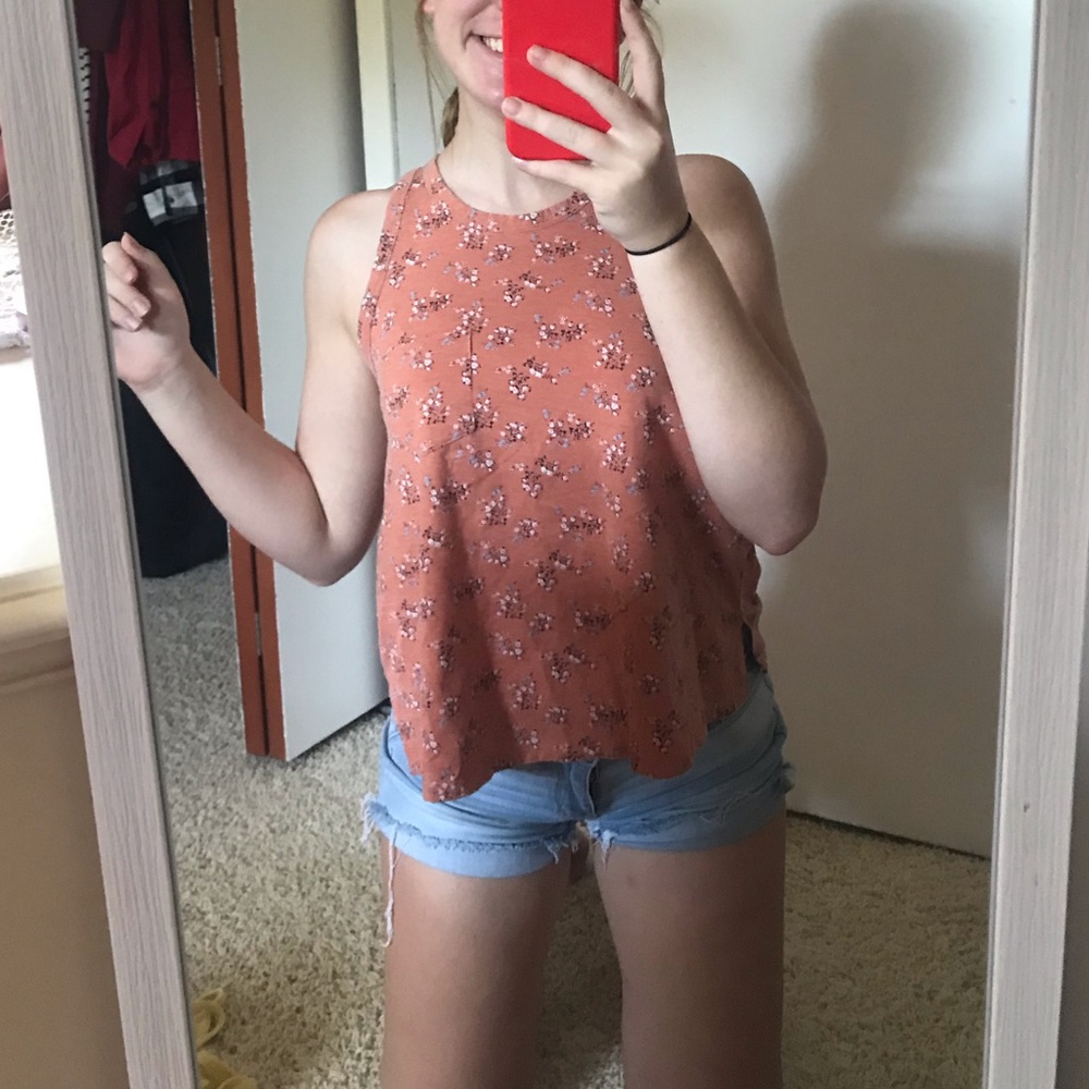 AMERICAN EAGLE light orange floral tank top